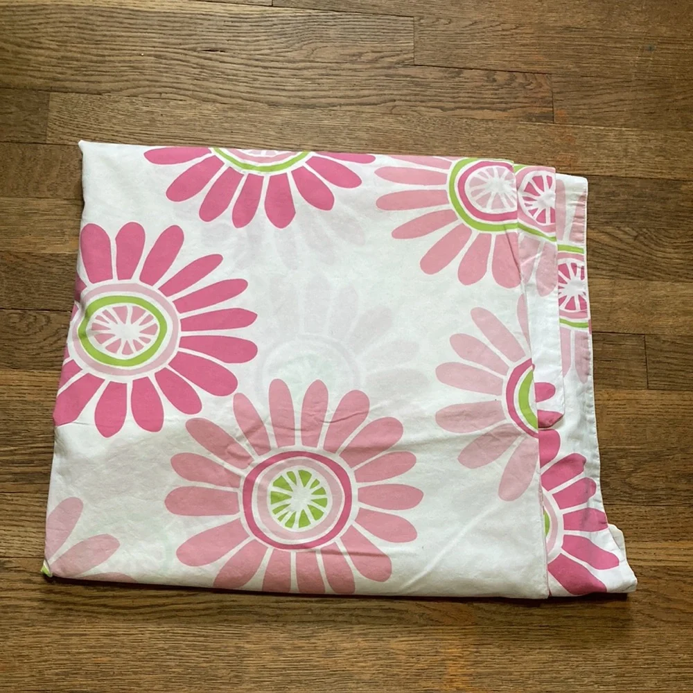 THE LAND OF NOD Pink Floral Duvet Cover Twin 68 x 89 inches
